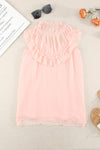 Apricot Frill Detail Tulle Casual Sleeveless Shirt