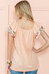 Apricot Pink Floral Print Ruffle Sleeve Blouse | Available in 2 Colors