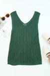 White Hollowed Knit V Neck Tank Top | Available in 2 Colors