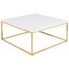 35" Gold and White Square Coffee Table