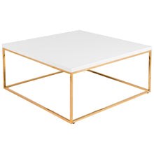  35" Gold and White Square Coffee Table