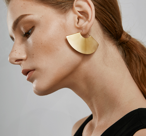 Sector Shaped Earrings in Gold or Silver