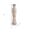 31" Ceramic Beige Striped Bud Floor Vase