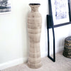 31" Ceramic Beige Striped Bud Floor Vase