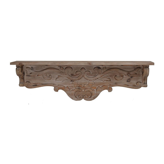 Floral Carved Wooden Wall Shelf