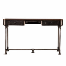  50" Brown Wood and Metal Writing Desk with Two Drawers