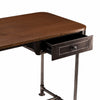 50" Brown Wood and Metal Writing Desk with Two Drawers