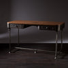 50" Brown Wood and Metal Writing Desk with Two Drawers