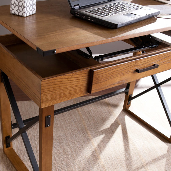 Natural Brown Adjustable Height Desk