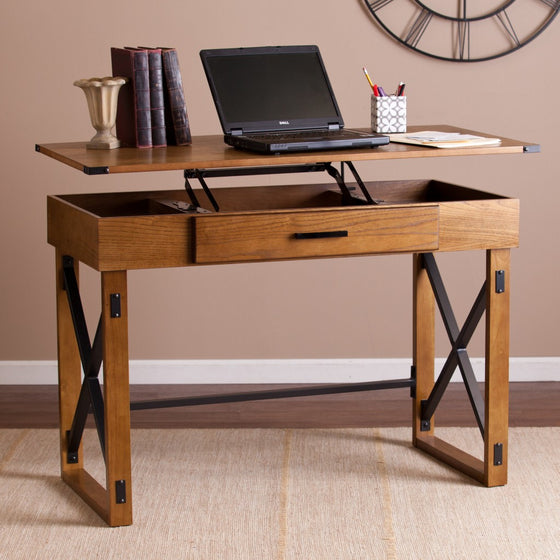 Natural Brown Adjustable Height Desk