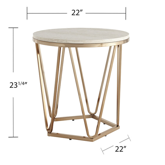 23" Champagne Manufactured Wood and Iron Round End Table