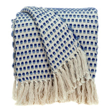  Blue And Biege Striped Handloomed Throw Blanket