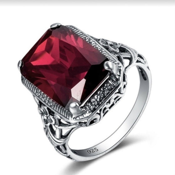 Vintage Style Red Zircon Ring