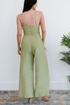 Green Asymmetric Wide Leg Jumpsuit