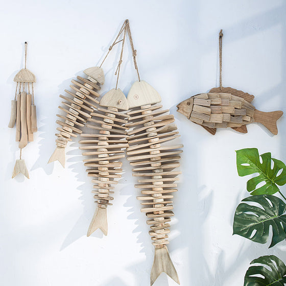 Rustic Wooden Fish Wall Hanging Decoration