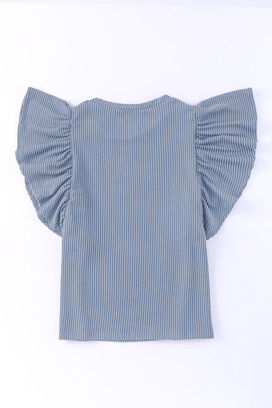 Blue Textured Butterfly Sleeve Shirt | Available in 3 Colors