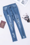 Light Blue High Waist Distressed Skinny Jeans