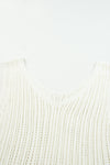 White Hollowed Knit V Neck Tank Top | Available in 2 Colors