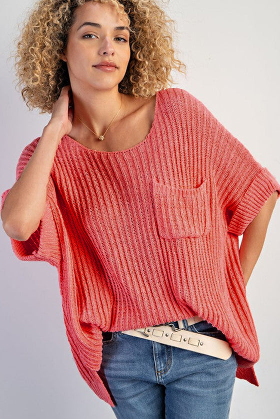 Salmon Colored Baggy Knit Top