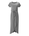 Long Tie-belted T-shirt Dress with Slit