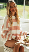 Stripe Pattern-Blocked Pull-over Sweater | Available in Other Colors