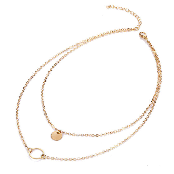 Simple Multi-layered Chain Necklace For Women in Gold Finish