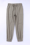 Green Slim Fit Pocketed Casual High Waisted Pants