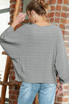 Apricot Solid Color Ribbed Knit 3/4 Sleeve Pullover Sweater | Available in 5 sizes