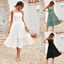  Sleeveless Smocked and Pleated Eyelet Dress