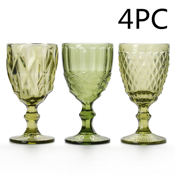 Vintage Style Stained Glass Embossed Goblet