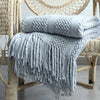 Knitted Throw Blanket with Knotted Tassels