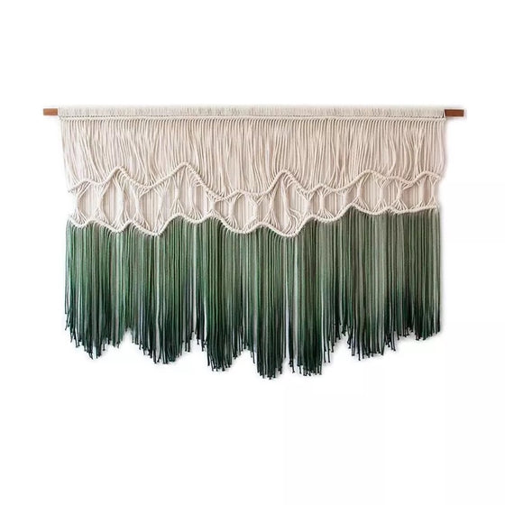 Bohemian Macrame Wall Hanging in Ombre Forest Green