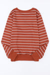 Striped Print Casual Long Sleeve Pullover Top | Available in 2 Colors