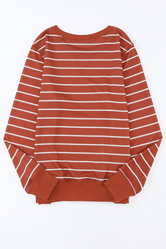 Striped Print Casual Long Sleeve Pullover Top | Available in 2 Colors