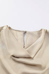 Apricot Elegant Cowl Neck Long Sleeve Blouse