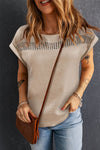 Khaki Crochet Detail Shirt for Women