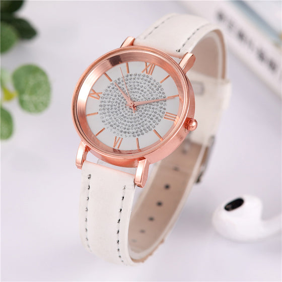 Rose Gold Watch with White Leather Band | Available in 3 Colors