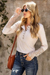 Beige Ribbed Lace Crochet Long Sleeve Shirt | Also Available in Black