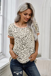 Cheetah Print with Jewel Neckline T-Shirt