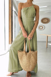 Green Asymmetric Wide Leg Jumpsuit