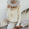 Cream Colored Rib-ruffled Sweater