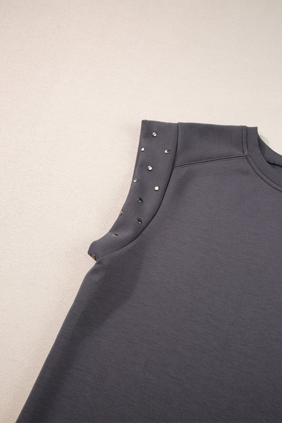 Black Rivet Round Neck T Shirt