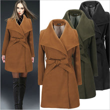  Wide Lapel Long Woolen Coat for Women