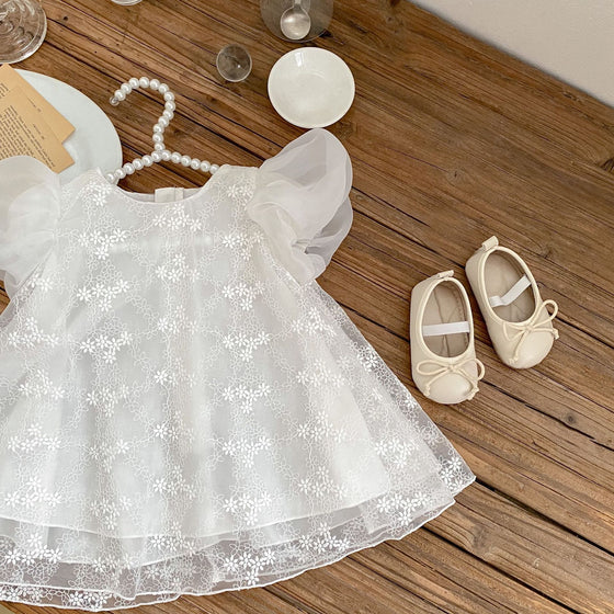 Baby Princess Hundred Days Banquet Clothes Puff Short Sleeve Cotton Lace Skirt