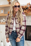 Multicolor Plaid Print Turn Down Collar Zip Up Jacket