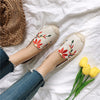 Flat Hemp and Canvas Embroidery Shoes