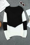 Black & White Colorblock Casual Chevron Pullover Sweater | Available in 2 Colors