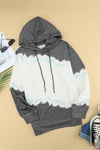 Grey Tie Dye Print Kangaroo Pocket Hoodie