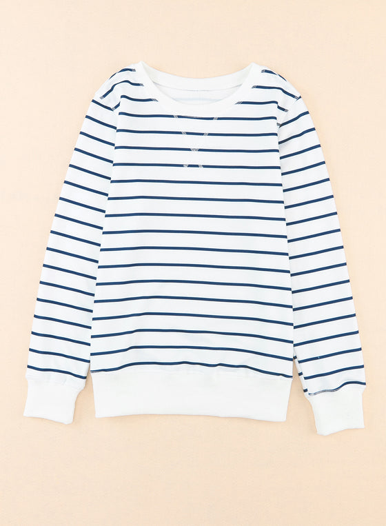 Striped Print Casual Long Sleeve Pullover Top | Available in 2 Colors