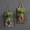 Rustic Wooden Planked Wall Plant Display